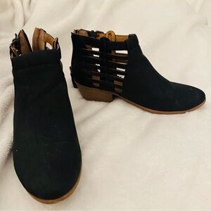 Black Ankle Booties with Cutout Design